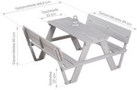Kinder Outdoor+ Sitzgruppe 'Picknick for 4' mit Rückenlehnen, wetterfest aus Massivholz, grau