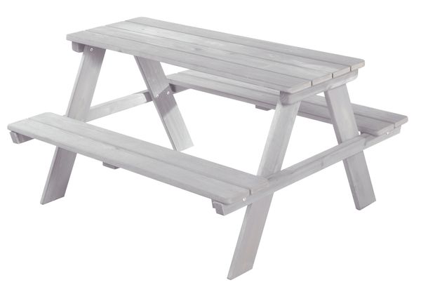 Kinder Outdoor+ Sitzgruppe 'Picknick for 4', wetterfeste Sitzgarnitur aus Massivholz, grau