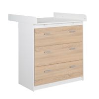 Wickelkommode mit abnehmbarem Wickelansatz „Gabriella“, bicolor, 3 Schubladen, Wickelhöhe 90 cm