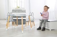 Kinder Sitzgruppe miffy®, 2 Kinderstühlen & 1 Tisch, Holz, dunkelgrau, weiß, lackiert