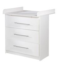 Wickelkommode „Maren“ mit abnehmbarem Aufsatz , schmal, 3 Schubladen, Wickelhöhe 90,5 cm, Weiß