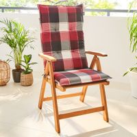 Hochlehner-Polsterauflage - Karo Rot/Grau