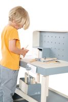 Werkbank, Holzwerkbank, Werkzeug-Set, große Arbeitsplatte, Ablage, 3 Schubfächer, mitwachsend