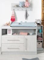 Wickelkommode mit Wickelansatz 'Maren 2', 1 Schublade, 1 Tür, 1 Fach, Lichtgrau/Weiß