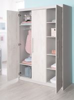 Kleiderschrank 'Maren 2', 3 Türen, Drehtürenschrank, Babymöbel, Kindermöbel, Lichtgrau und Weiß