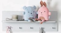 Wandgarderobe 'Maren 2', Wandregal im Baby- & Kinderzimmer, 1 Ablage, 5 Haken, Lichtgrau, Weiß