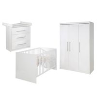Zimmerset 'Maren', inkl. Kombi-Bett 70 x 140 cm, Wickelkommode schmal & Schrank 3-türig, Weiß