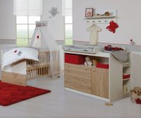 SET „Gabriella“, inkl. Bett 70 x 140 cm, Wickelkommode breit mit Aufsatz & Schrank 3-türig