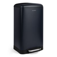Tret-Mülleimer N°709 / Edelstahl / dunkelblau, 30 L / rechteckig und praktisch