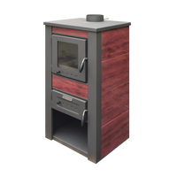 ALPINA Kaminofen wasserführend, rot - 48x48x105 cm - 13kW