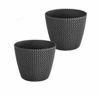 Blumentopf in Strickoptik, ca. 11,5 Liter - Anthrazit 2er Set