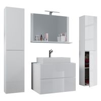 Badblock Lendas XL 60cm Unterschrank + Spiegel + 2 Seitenschränke Weiß