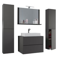 Badblock Lendas XL 80cm Unterschrank + Spiegel + 2 Seitenschränke Anthrazit