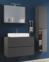 Badblock Lendas L 60cm Unterschrank + Spiegel + 1 Seitenschrank Anthrazit