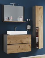 Badblock Lendas L 60cm Unterschrank + Spiegel + 1 Seitenschrank Anthrazit/Honig-Eiche