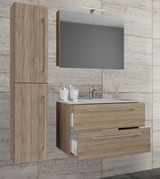 Waschplatz Badinos 60 cm Spiegelschrank & Hochschrank 4-tlg. Sonoma-Eiche