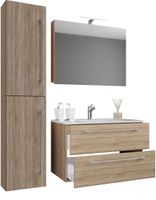 Waschplatz Badinos 80 cm Spiegelschrank & Hochschrank 4-tlg. Sonoma-Eiche