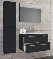 Waschplatz Badinos 80 cm Spiegelschrank & Hochschrank 4-tlg. schwarz