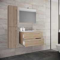 4-tlg. Waschplatz Badinos 60 cm Spiegel + Hochschrank Sonoma-Eiche