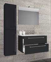 4-tlg. Waschplatz Badinos 60 cm Spiegel + Hochschrank Schwarz