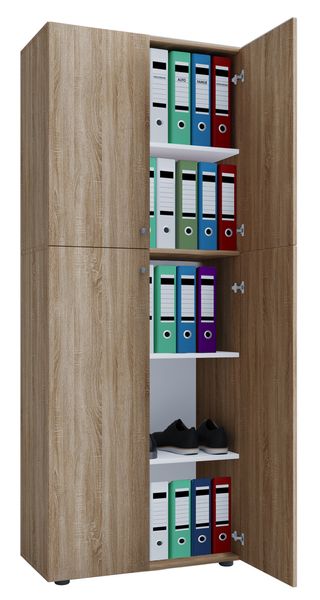 Büroschrank Lona 5-Fach mit Drehtüren Sonoma-Eiche