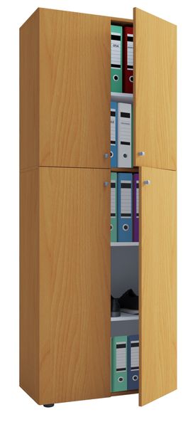 Büroschrank Lona 5-Fach mit Drehtüren Buche