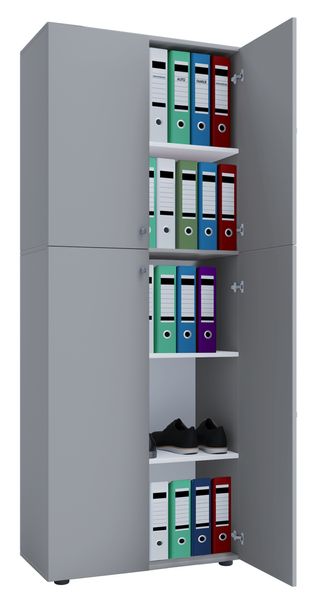Büroschrank Lona 5-Fach mit Drehtüren grau