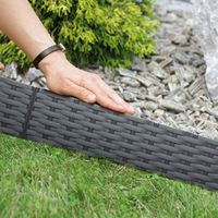 Beetumrandung Rattan Optik, ca. 3,9 m, Anthrazit