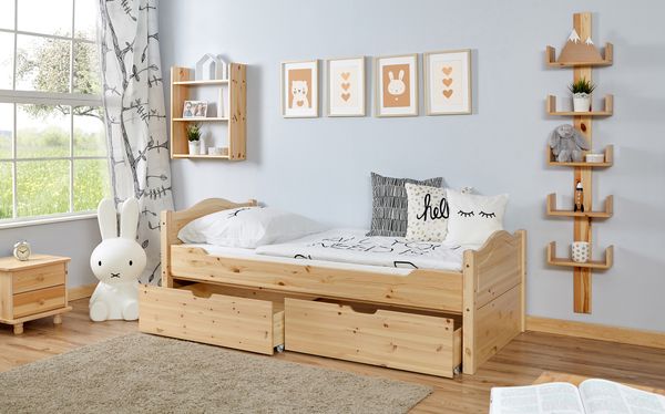 Einzelbett Leni Kiefer Var 4 - mit 2er Schubkästen