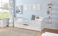 Einzelbett Leni Kiefer weiß Var 1 - mit Zusatzbett