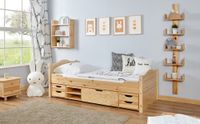 Einzelbett Leni Kiefer Var 3 - mit 4er Funktionsschubkasten