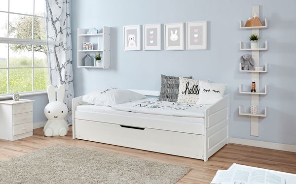 Sofabett Micki Buche weiß Var 1 - mit Zusatzbett
