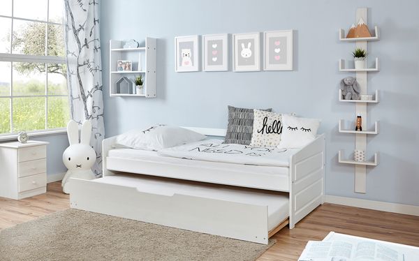 Sofabett Micki Buche weiß Var 1 - mit Zusatzbett