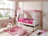 Himmelbett MINI Stern Rosa 80x160 cm Var 4 - mit 2er Schubkästen - inkl. Matratze
