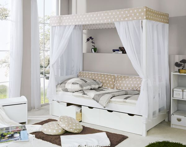 Himmelbett Beige Var. 2 - mit 5er Schubkästen -