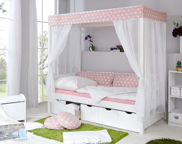 Himmelbett Rosa Var. 2 - mit 5er Schubkästen -