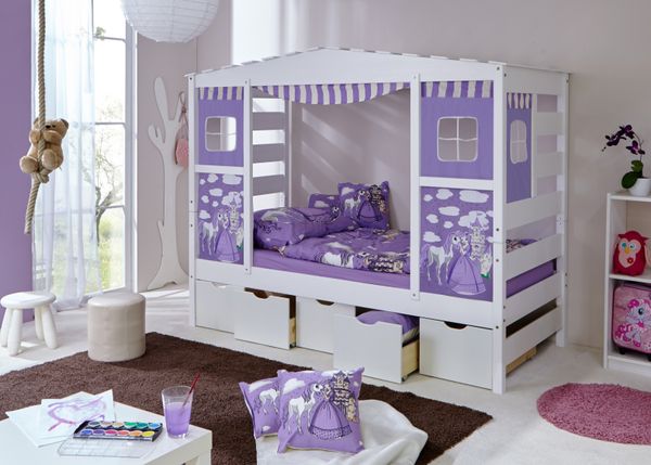 Hausbett Lila Var 2 - mit 5er Schubkästen -