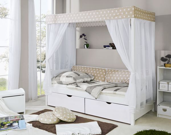 Himmelbett Beige Var. 4 - mit 2er Schubkästen