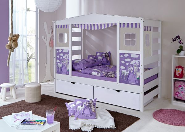 Hausbett Lila Var 4 - mit 2er Schubkästen