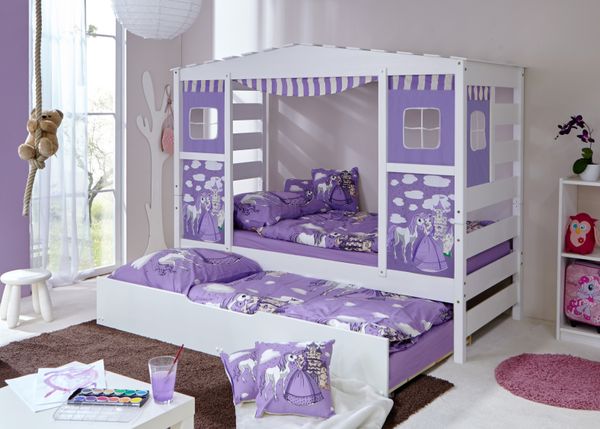 Hausbett Lila Var 1 - mit Zusatzbett -