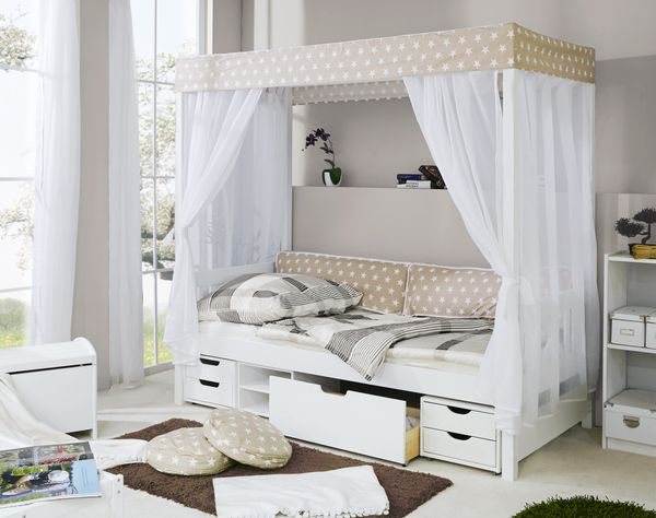 Himmelbett Beige Var. 3 - mit Funktionsschubkasten -