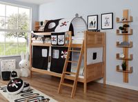 Etagenbett Erni Country Buche Pirat-schwarz-weiß,A2
