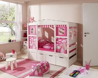 Hausbett MINI Prinzessin Rosa 80x160 cm Var 1 - mit Zusatzbett - inkl. 2 Matratzen