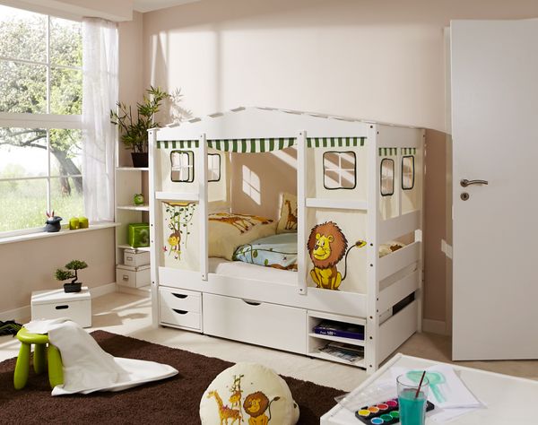 Hausbett MINI Safari Var 3 - mit 3er Funktionsschubkasten