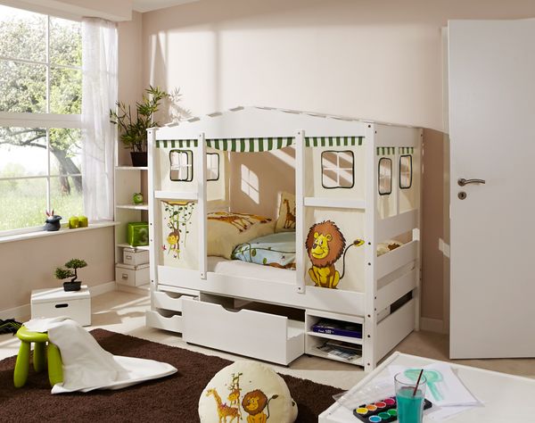 Hausbett MINI Safari Var 3 - mit 3er Funktionsschubkasten