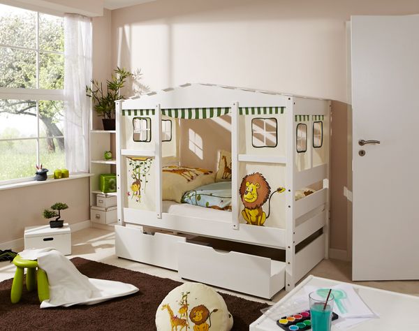 Hausbett MINI Safari Var 4 - mit 2er Schubkästen - inkl. Matratze