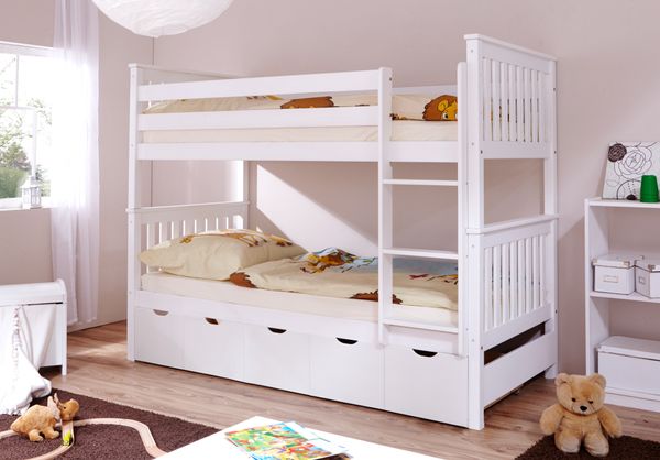 Etagenbett Sammy weiß Var 2 - mit 5er Schubkästen -
