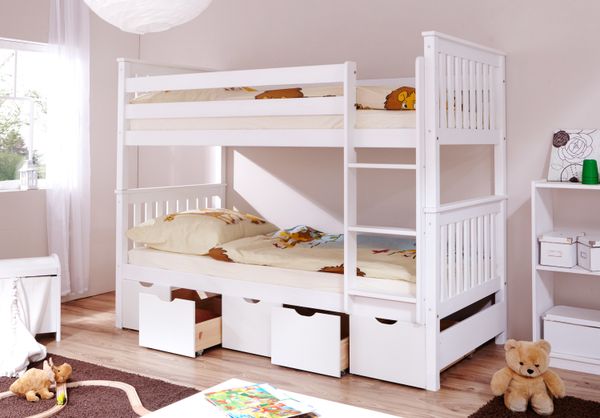 Etagenbett Sammy weiß Var 2 - mit 5er Schubkästen -