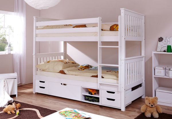 Etagenbett Sammy weiß Var 3 - mit Funktionsschubkasten -