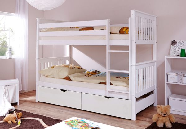 Etagenbett Sammy weiß Var 4 - mit 2er Schubkästen -